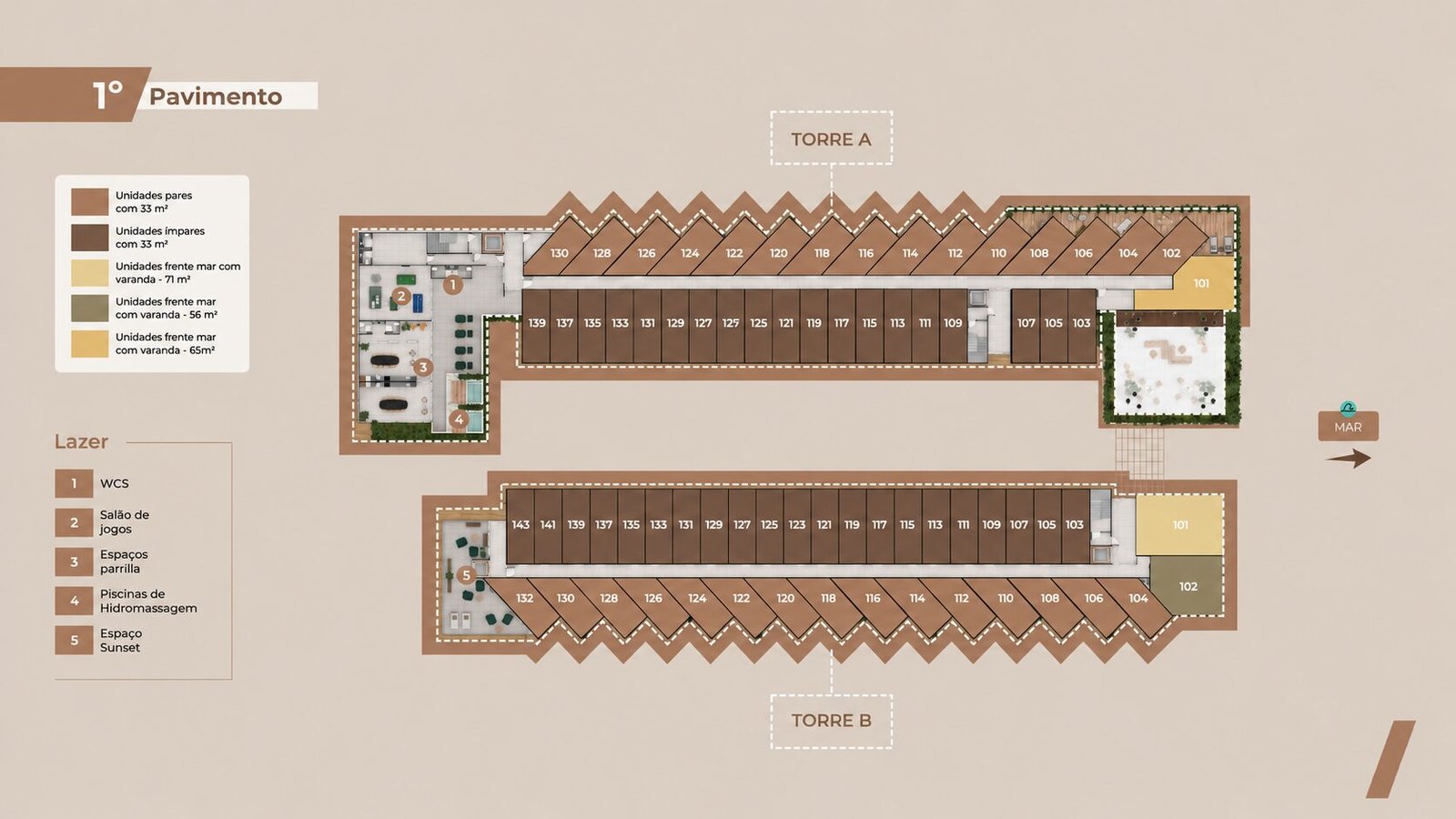 Planta 1º Pavimento - Villa Camboa Japaratinga